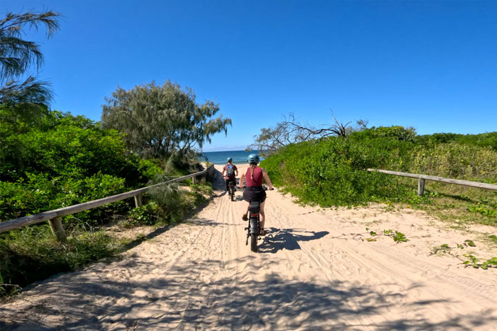 By Earth and Ocean Fat Bike Tour entering the beach path
